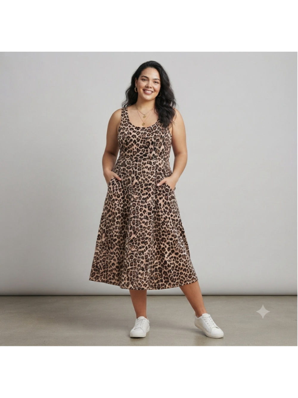 Torrid leopard print sleeveless skater dress sweetheart neck pockets new ML NWT